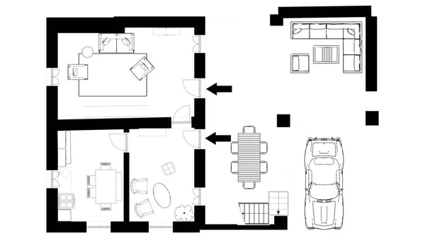 Plan Plan Étage Noir Blanc Plan Étage Plan Étage — Photo