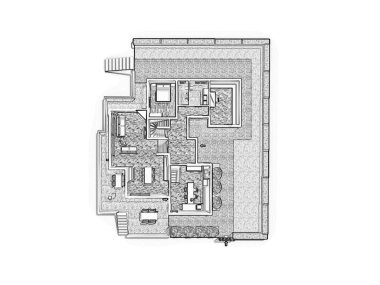 3D kat planı. Siyah beyaz kat planı.