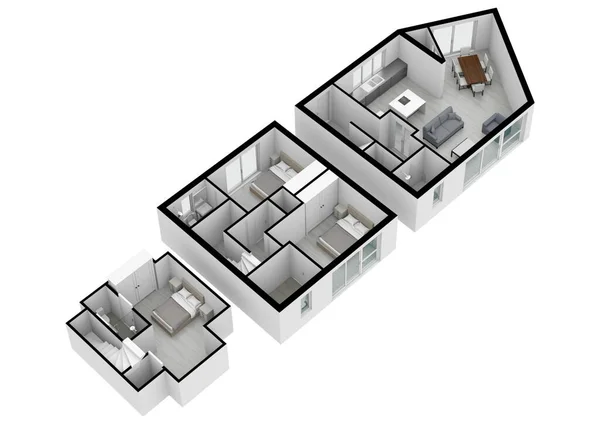 Поверховий План Багаторівневої Квартири Висота Плану Підлоги Дизайн Домашнього Простору — стокове фото
