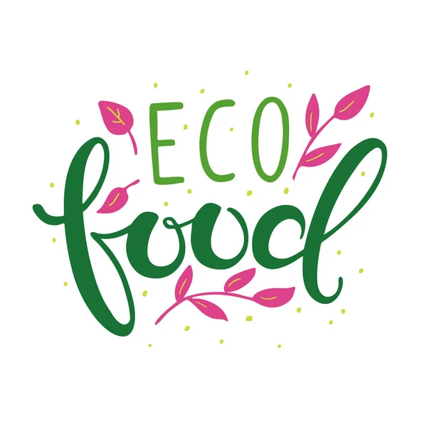Logo Eco Żywności Lable Ręcznie Rysowane Wektor Ilustracji — Wektor stockowy
