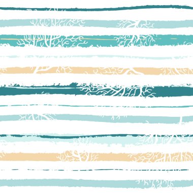 soyut dikişsiz arka plan çizgileri ile deniz yosunları el çizimi vektörü.