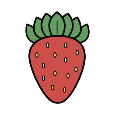 Çilekli. Düz bir arkaplanda izole edilmiş vektör illüstrasyonu.