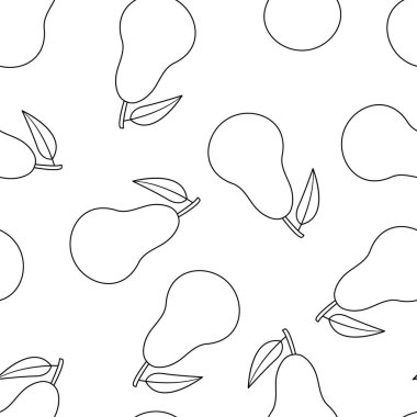 Kusursuz armut deseni. Beyaz arkaplanda vektör illüstrasyonu.