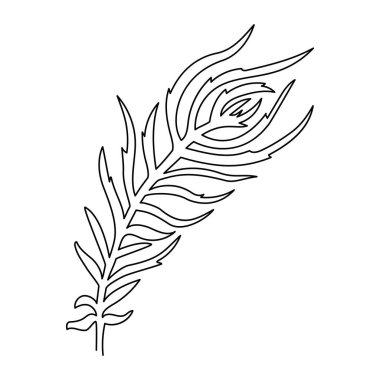 Kuş tüyü, sürekli çizgi. Beyaz arkaplanda izole edilmiş vektör illüstrasyonu.