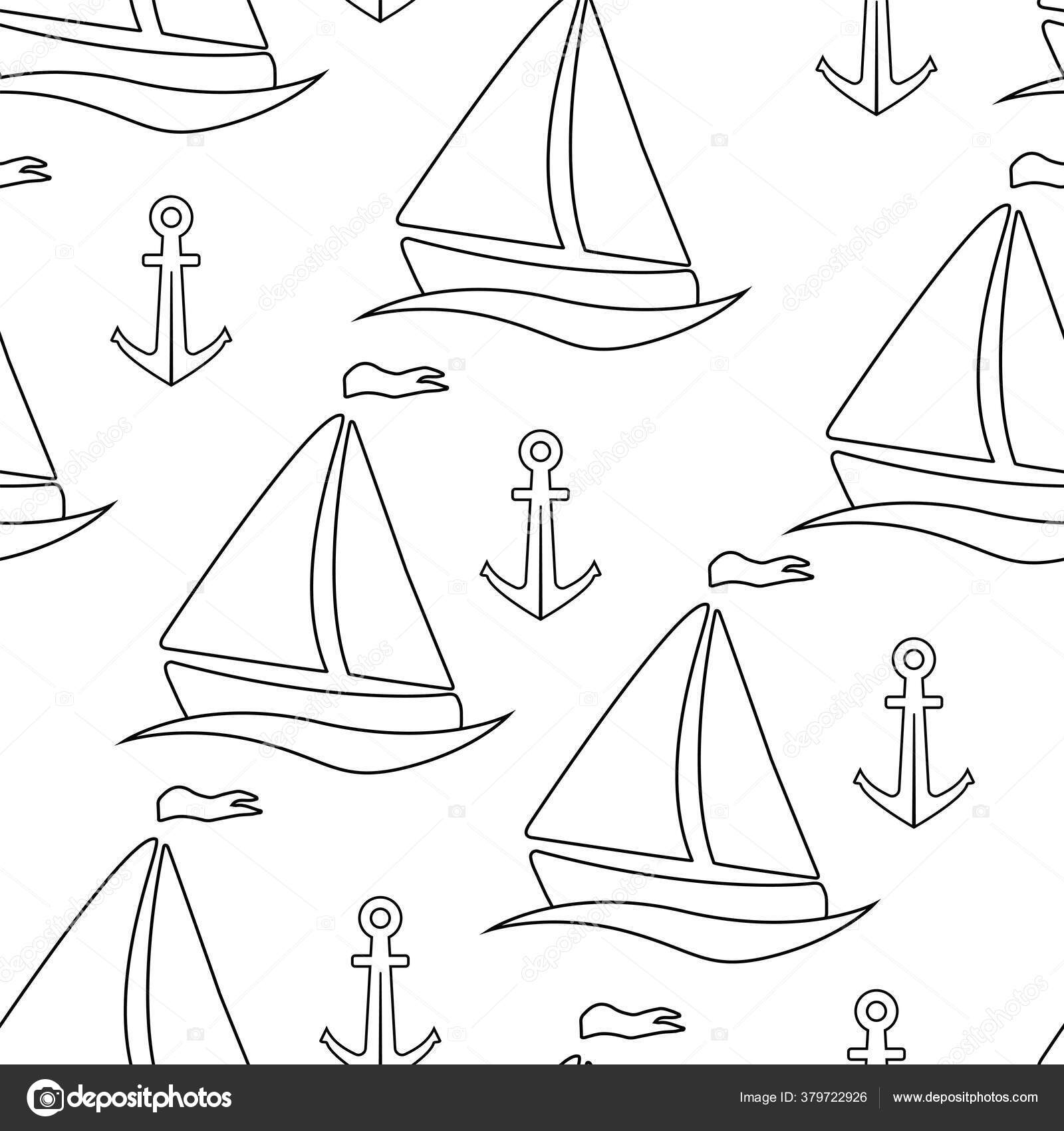 Pola Mulus Dengan Perahu Layar Dan Jangkar Ilustrasi Vektor Pada Stok Vektor C Nadejdaemelyanova 379722926