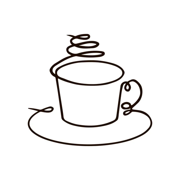 Kontinuerlig Linjekonst Eller One Line Drawing Kopp Kaffe Vektor Illustration — Stock vektor