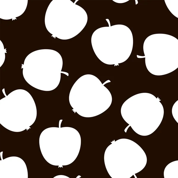 Modèle Sans Couture Pommes Illustration Vectorielle Sur Fond Noir — Image vectorielle