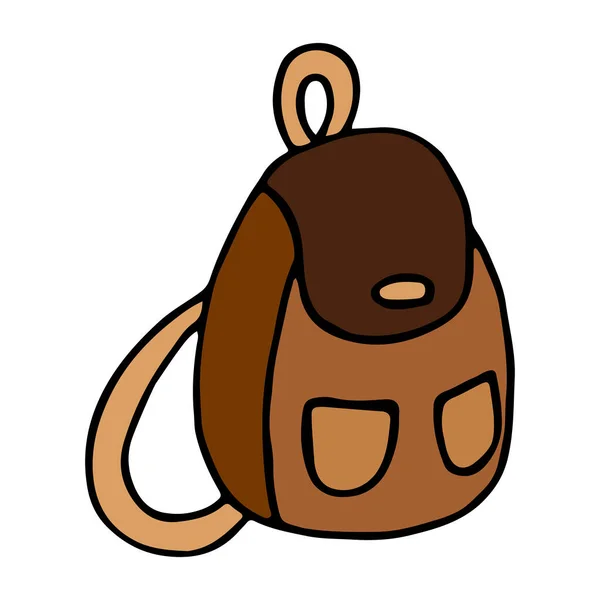 Mochila Ilustração Vetorial Desenhada Mão Estilo Doodle Isolada Sobre Fundo — Vetor de Stock