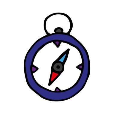 Pusula. Karalama biçiminde el çizimi vektör çizimi, beyaz arkaplanda izole edilmiş.