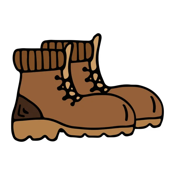 Botas Caminhada Ilustração Vetorial Desenhada Mão Estilo Doodle Isolada Sobre —  Vetores de Stock