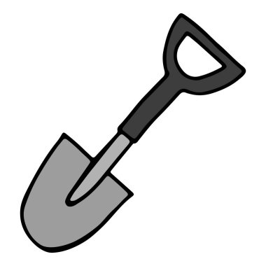 Kürek. Karalama biçiminde el çizimi vektör çizimi, beyaz arkaplanda izole edilmiş.