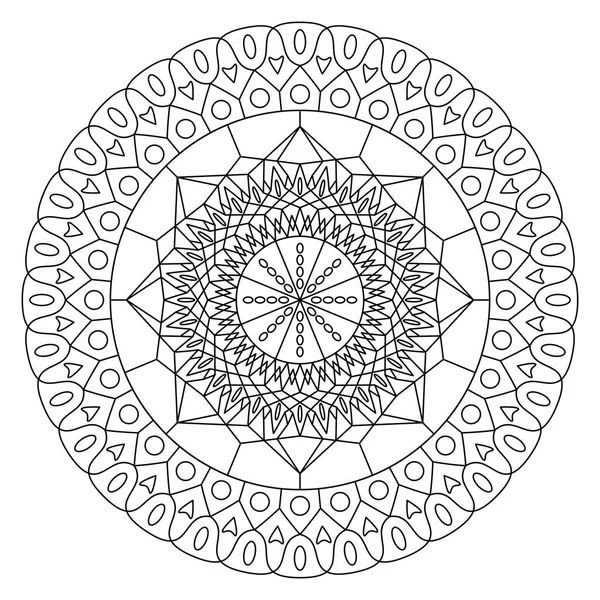 Patrón Circular Forma Mandala Adorno Decorativo Estilo Étnico Oriental Libro — Archivo Imágenes Vectoriales