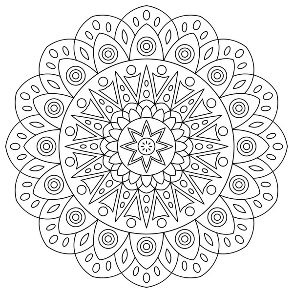 Mandala Şeklinde Dairesel Desen Etnik Doğu Tarzında Dekoratif Süs Boyama — Stok Vektör