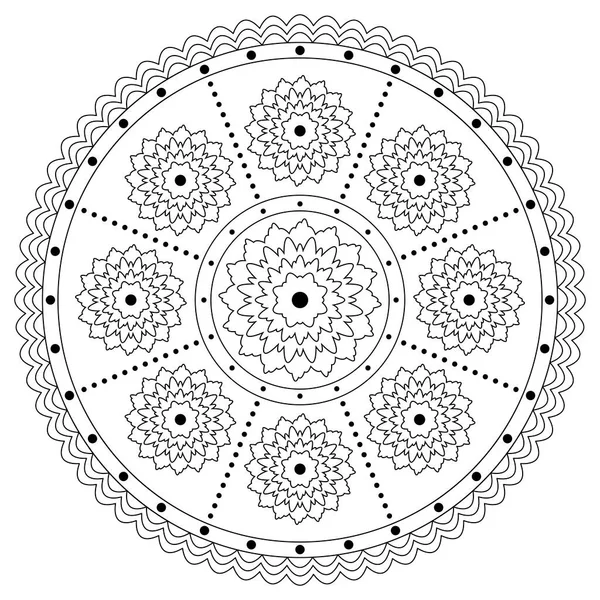 Circular Pattern Form Mandala Decorative Ornament Ethnic Oriental Style Coloring — Stock Vector