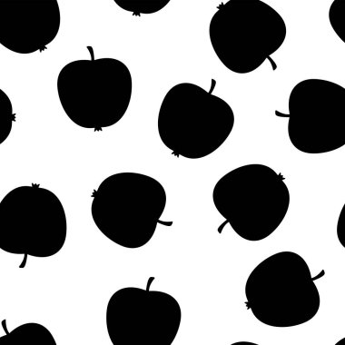 Kusursuz elma deseni. Beyaz arkaplanda vektör illüstrasyonu.