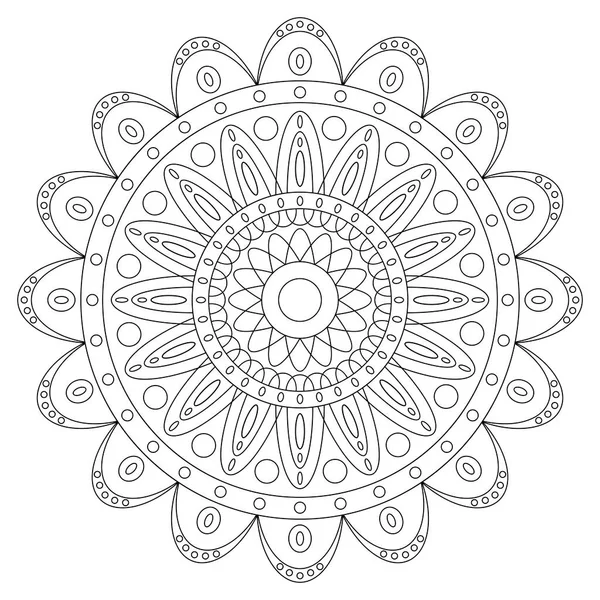 Circular Pattern Form Mandala Decorative Ornament Ethnic Oriental Style Coloring — Stock Vector