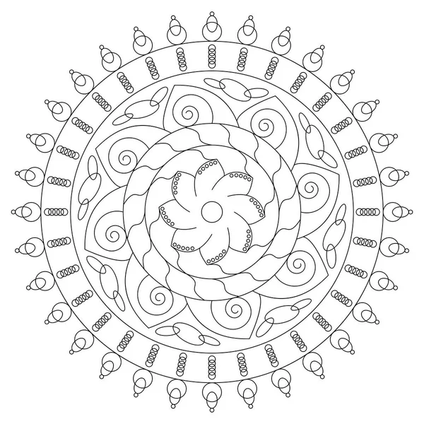 曼荼羅の形で円形のパターン 民族的な東洋スタイルの装飾品 ぬり絵のページ 白地に隔離されたベクターイラスト — ストックベクタ