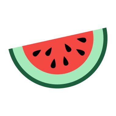 Karpuz dilimi. Beyaz arkaplanda izole edilmiş vektör illüstrasyonu. 