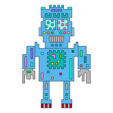 Robot! Beyaz arkaplanda izole edilmiş vektör illüstrasyonu.