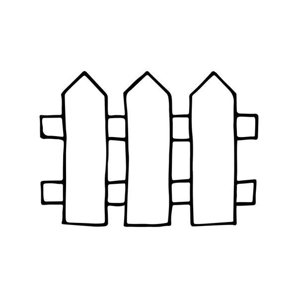 木制栅栏 以涂鸦风格手工绘制的矢量图形 在白色背景上隔离 — 图库矢量图片