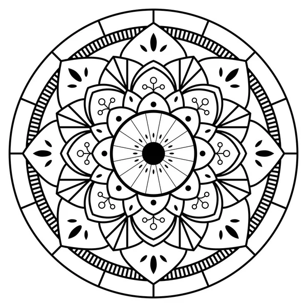 Kruhový Vzor Formě Mandaly Dekorativní Ozdoba Etnickém Orientálním Stylu Omalovánky — Stockový vektor