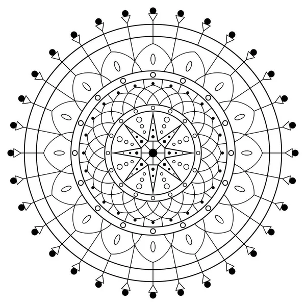 Patrón Circular Forma Mandala Adorno Decorativo Estilo Étnico Oriental Libro — Archivo Imágenes Vectoriales