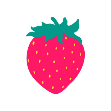 Çilekli. Beyaz arka planda izole edilmiş el çizimi vektör çizimi.