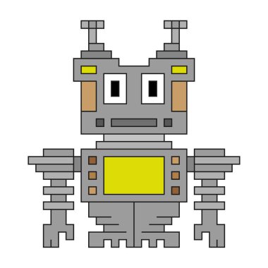 Robot, vektör çizimi. Beyaz arkaplanda izole.