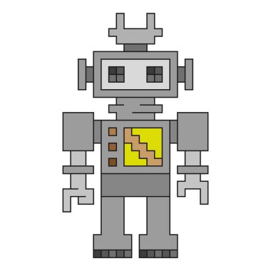 Robot, vektör çizimi. Beyaz arkaplanda izole.