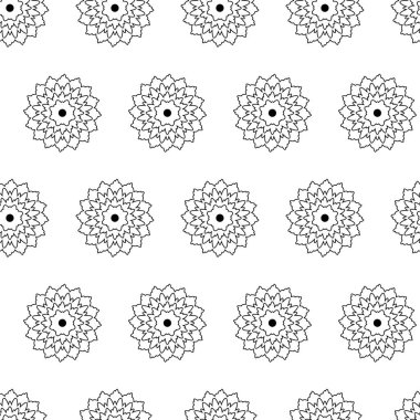 Çiçeklerle kusursuz desen. Beyaz arkaplanda vektör illüstrasyonu.