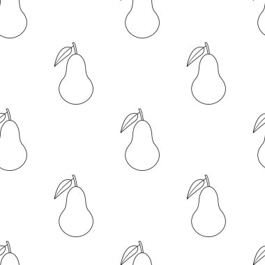 Kusursuz armut deseni. Beyaz arkaplanda vektör illüstrasyonu.