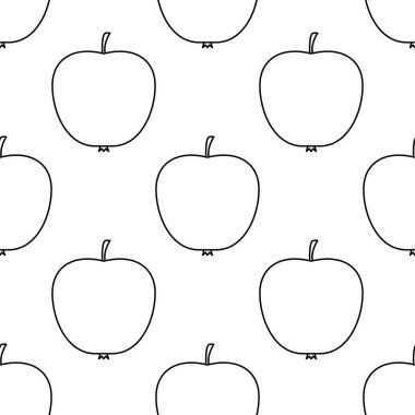 Kusursuz elma deseni. Beyaz arkaplanda vektör illüstrasyonu.