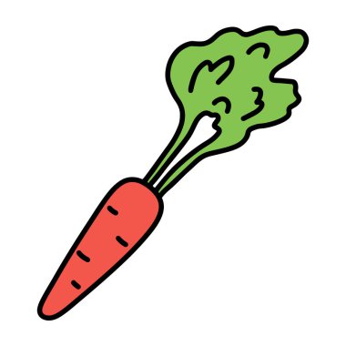 Havuç. Karalama biçiminde el çizimi vektör çizimi, beyaz arkaplanda izole edilmiş.