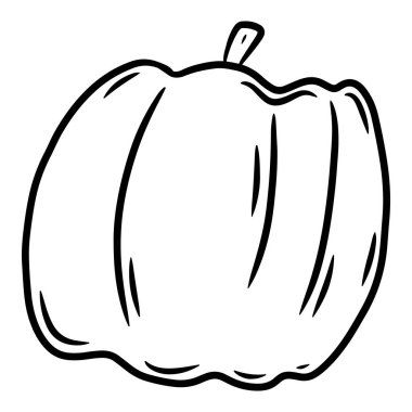 Balkabağım. Karalama biçiminde el çizimi vektör çizimi, beyaz arkaplanda izole edilmiş.