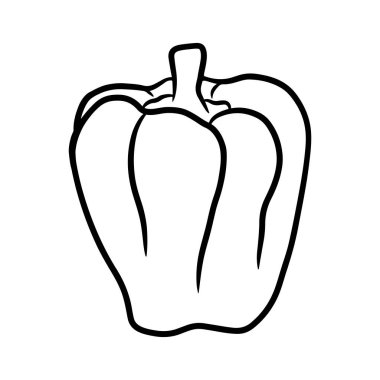 Tatlı biber. Karalama biçiminde el çizimi vektör çizimi, beyaz arkaplanda izole edilmiş.