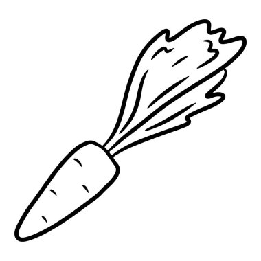 Havuç. Karalama biçiminde el çizimi vektör çizimi, beyaz arkaplanda izole edilmiş.