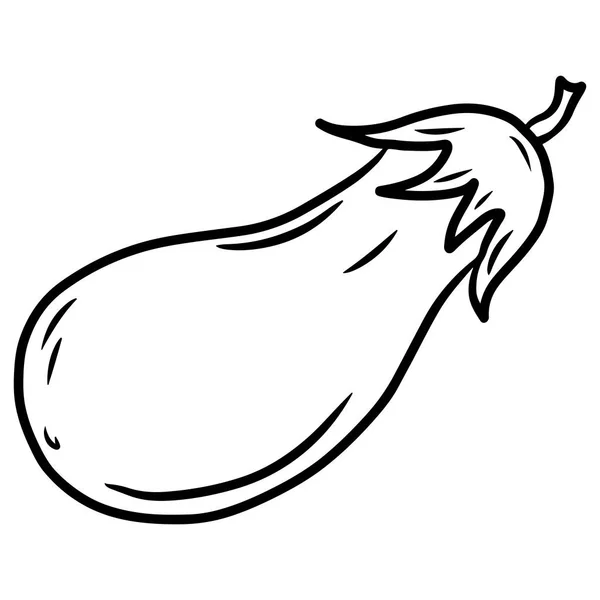 Aubergine Handgetekende Vector Illustratie Doodle Stijl Geïsoleerd Een Witte Achtergrond — Stockvector
