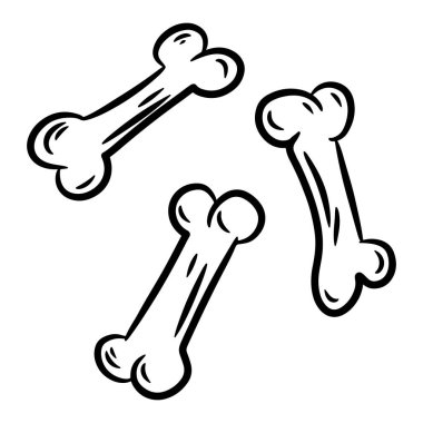 Kemikler. Karalama biçiminde el çizimi vektör çizimi, beyaz arkaplanda izole edilmiş.