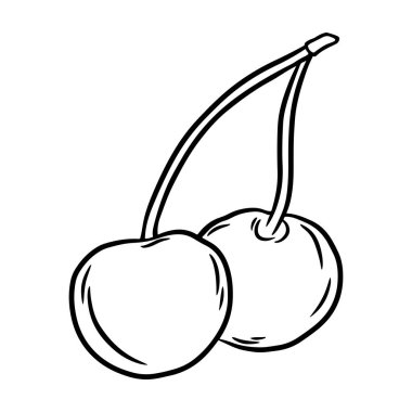 Kiraz. Karalama biçiminde el çizimi vektör çizimi, beyaz arkaplanda izole edilmiş.