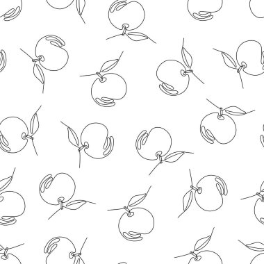 Kusursuz elma deseni. Beyaz arkaplanda vektör illüstrasyonu.