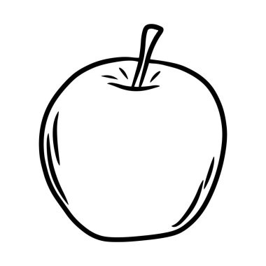 Elma. Karalama biçiminde el çizimi vektör çizimi, beyaz arkaplanda izole edilmiş.