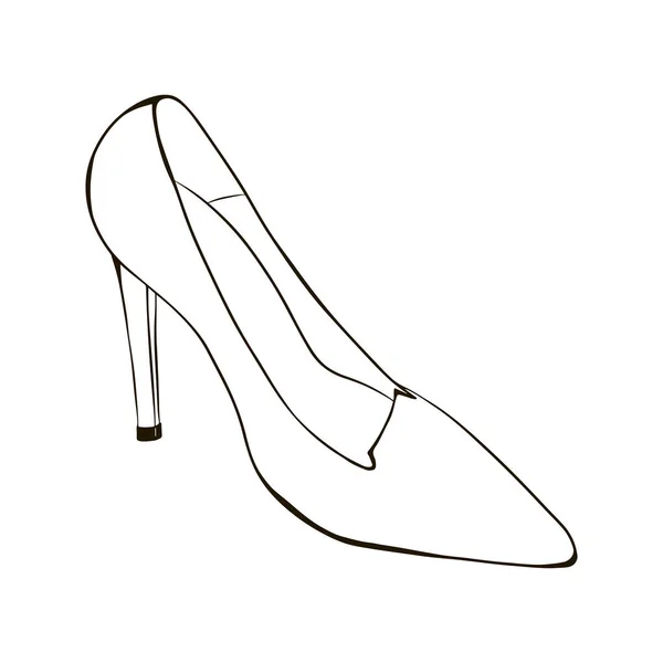 ヒールの高い靴 白地に孤立した手描きベクトルイラスト — ストックベクタ