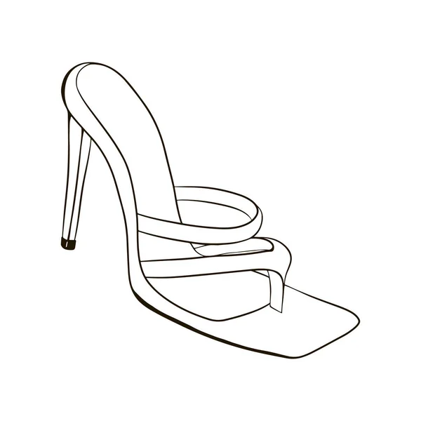 ヒールの高い靴 白地に孤立した手描きベクトルイラスト — ストックベクタ
