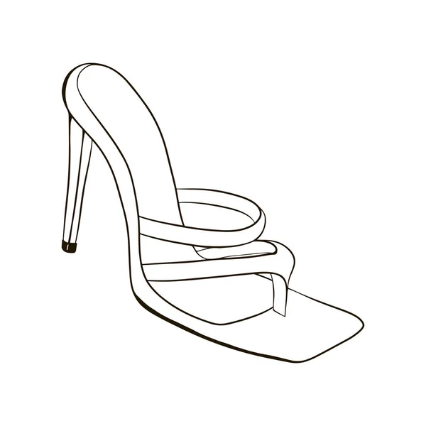 Hoge Hakken Schoenen Handgetekende Vectorillustratie Geïsoleerd Een Witte Achtergrond — Stockvector