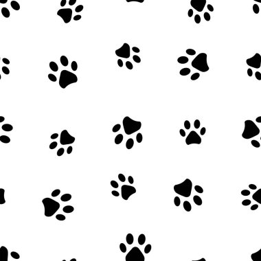 Kusursuz hayvan pençesi deseni. Beyaz arkaplanda vektör illüstrasyonu.