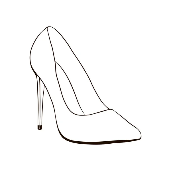 High Heeled Shoes Hand Drawn Vector Illustration Isolated White Background — Stock Vector