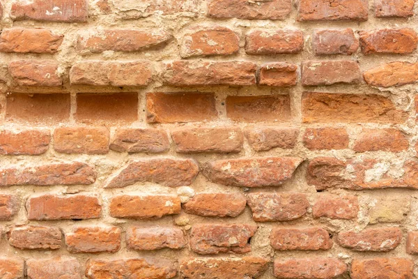 Eski Kırmızı Tuğla Duvar Dokusu Geçen Yüzyılın Eski Duvarı Grunge — Stok fotoğraf