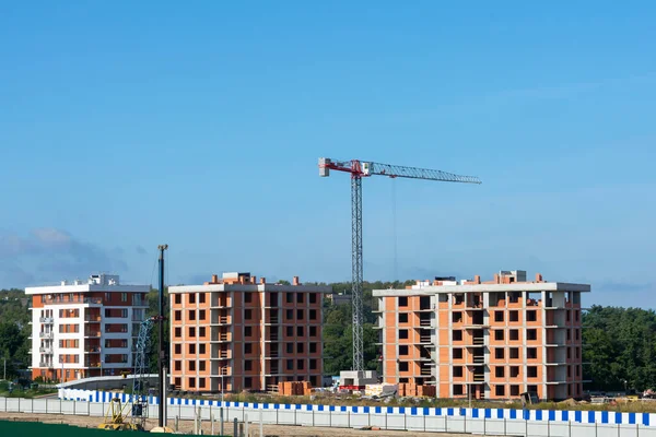 Tower Crane Construction Site Construction Multi Apartment High Rise Buildings — Stock Photo, Image