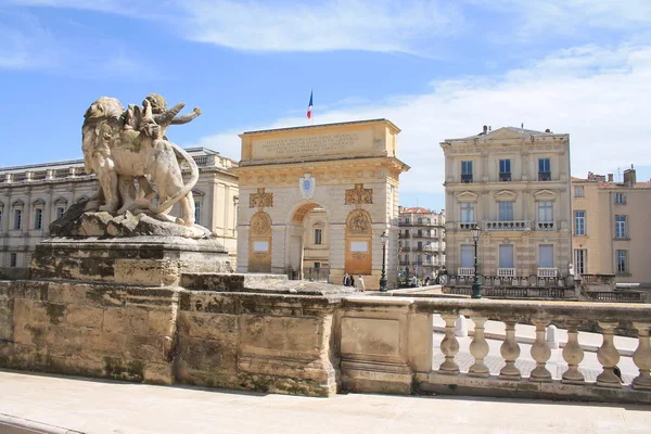 Arco Triunfal Montpellier Uma Cópia Dos Portões Paris França — Fotografia de Stock
