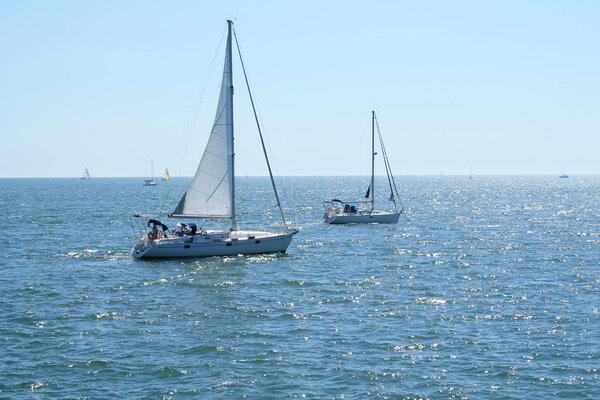 Sail boat in mediterranean sea, France